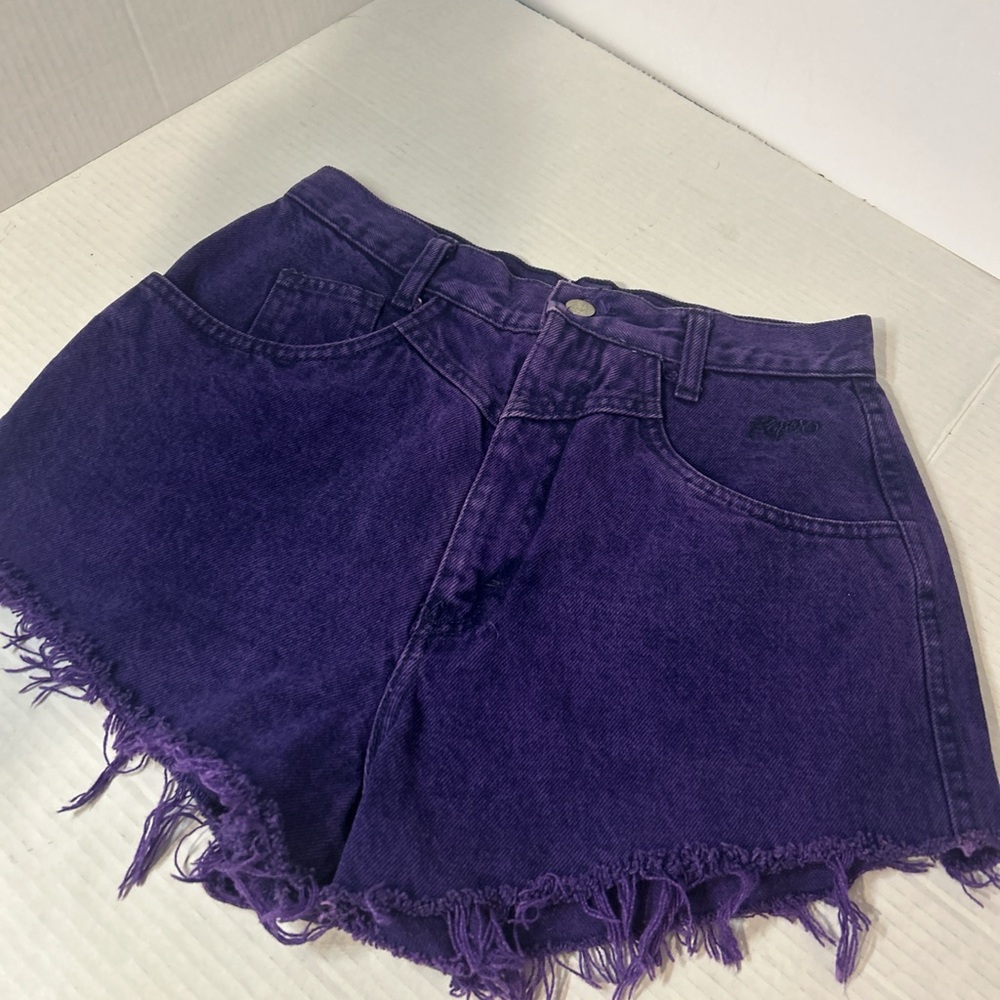 Purple Roper Frayed Denim Women Shorts